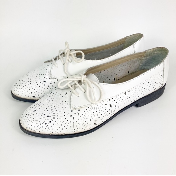 Vintage Shoes - Vintage Romano Ridolfi Oxford Brogue Lace-up Oxford Shoes size 8 White